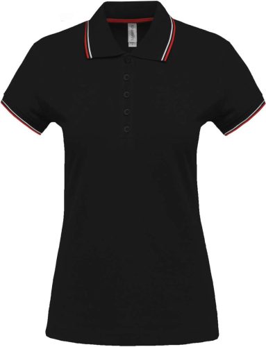 Kariban NŐI SHORT-SLEEVED Galléros póló Black/Red/White