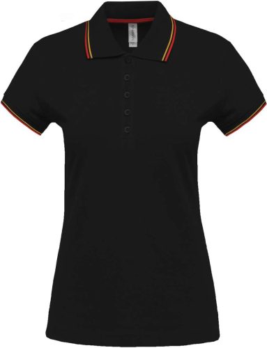 Kariban NŐI SHORT-SLEEVED Galléros póló Black/Red/Yellow