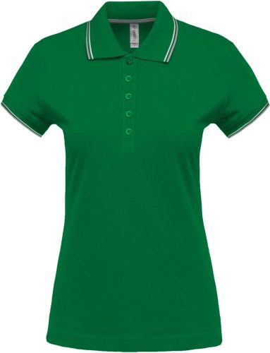 Kariban NŐI SHORT-SLEEVED Galléros póló Kelly Green/Light Grey/White