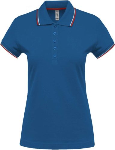 Kariban NŐI SHORT-SLEEVED Galléros póló Light Royal Blue/Red/White