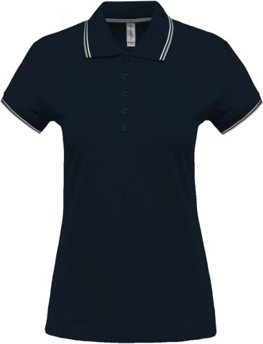 Kariban NŐI SHORT-SLEEVED Galléros póló Navy/Light Grey/White