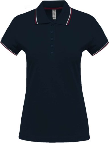 Kariban NŐI SHORT-SLEEVED Galléros póló Navy/Wine/White