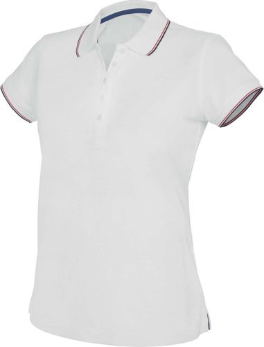 Kariban NŐI SHORT-SLEEVED Galléros póló White/Navy/Red