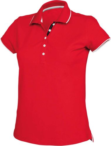 Kariban NŐI SHORT-SLEEVED Galléros póló Red/White/Navy