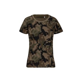   Kariban Női Rövid Ujjú Terepmintás Póló Olive Camouflage