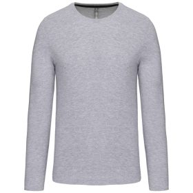 Kariban Férfi Hosszú Ujjú Környakú Póló Oxford Grey