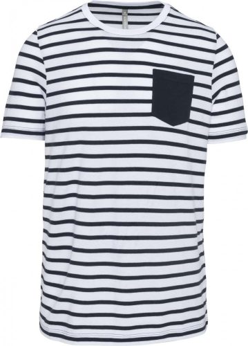 Kariban CSÍKOS RÖVID UJJÚ ZSEBESTENGERÉSZ PÓLÓ Striped White/Navy