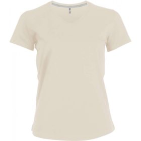 Kariban Női Rövid Ujjú V-Nyakú Póló Light Sand