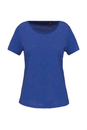 Kariban FÉRFI SHORT-SLEEVED ORGANIC PÓLÓ WITH RAW EDGE LINE Ocean Blue Heather