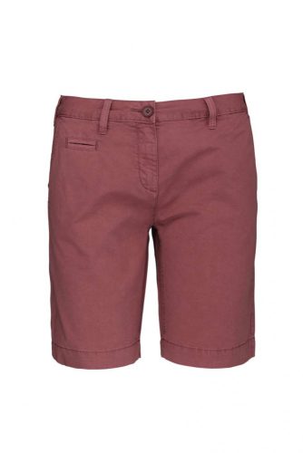 Kariban LADIES' WASHED EFFECT BERMUDA SHORTS Washed Marsala