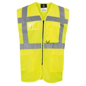   Korntex Comfort Executive Láthatósági Mellény "Hamburg" - Multifunkciós Zsebekkel Hi-Vis Sárga/Navy