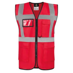   Korntex Comfort Executive Láthatósági Mellény "Hamburg" - Multifunkciós Zsebekkel Piros