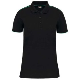   Designed To Work Női Short-Sleeved Contrasting Mindennapi Póló Ing Black/Kelly Green