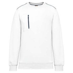   Designed To Work Unisex Mindennapi Contrasting Pocket Pulóver White/Navy